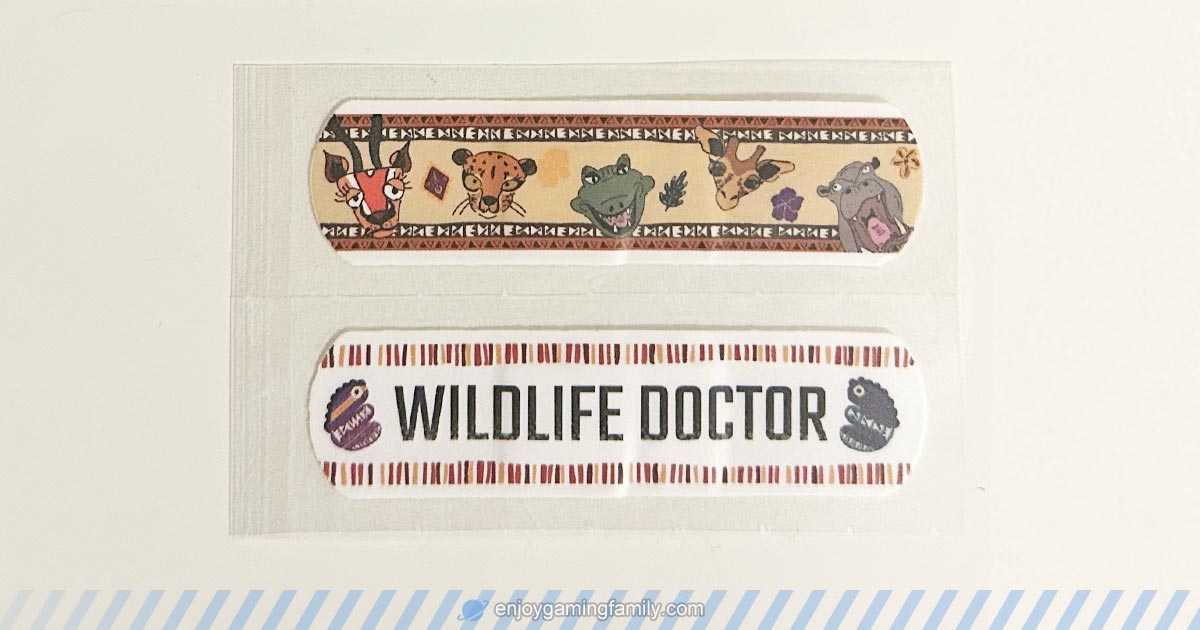 Wildlife Doctorのノベルティとして配布されたばんそうこう。動物イラストとロゴ入りの2種類。